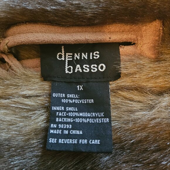 Dennis Basso Reversible Washable Faux Shearling Hooded Coat Tan -1X - EUC - Picture 6 of 9